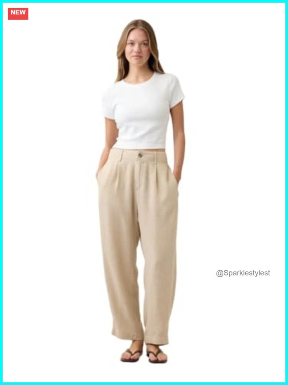 Gap Linen Barrel Pants Relaxed Casual Work Lounge Trousers